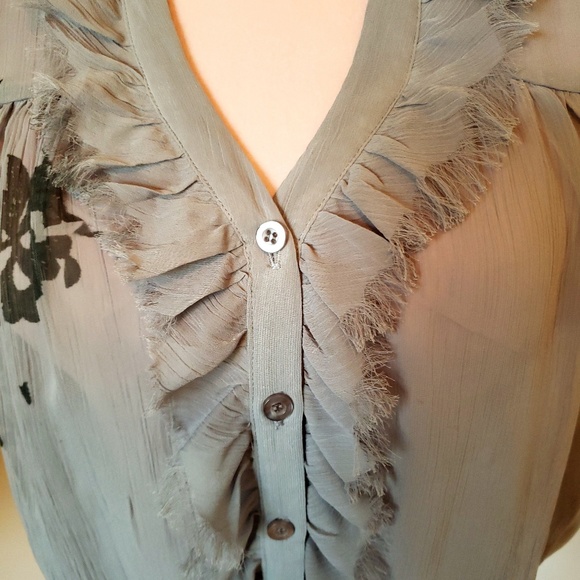 Jonathon Martin shear printed cap sleeve blouse - Picture 2 of 7